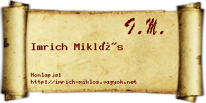 Imrich Miklós névjegykártya